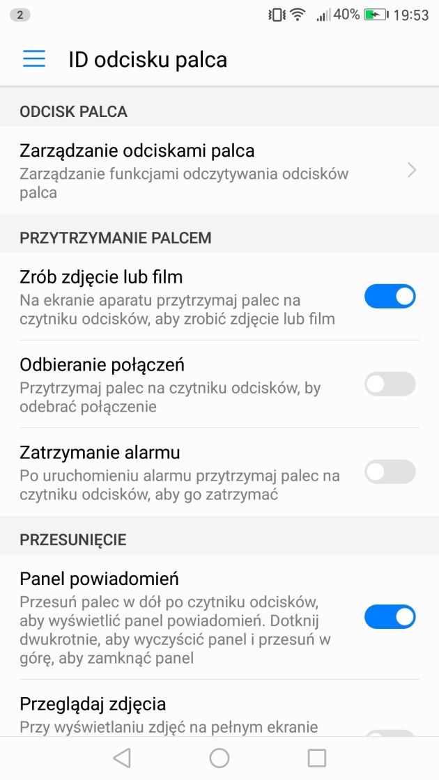 Huawei Mate 9 odcisk palca