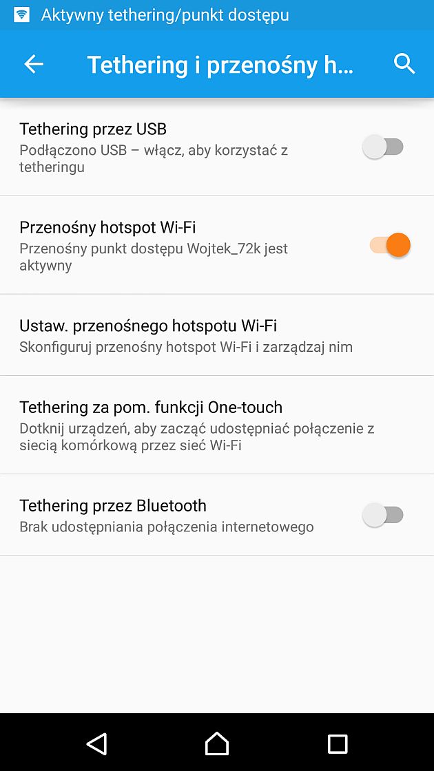udostępnianie internetu android