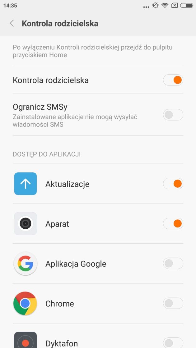 Xiaomi Redmi Note 3 kontrola rodzicielska