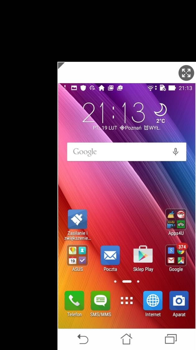 asus zenfone max pomniejszony interfejs