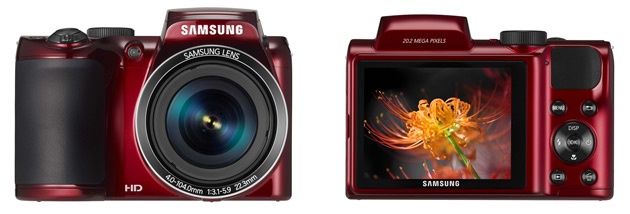 Samsung WB110 widok przód tył czerwony