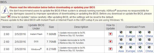 ASRock Z170 Extreme7+ - nowe wersje BIOS bez funkcji Sky OC
