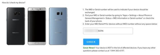 Galaxy Note 7 numer IMEI