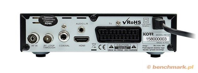 Tylny panel z wyjściami wideo i HDMI przystawki STB Blow DVB-T 4403HD