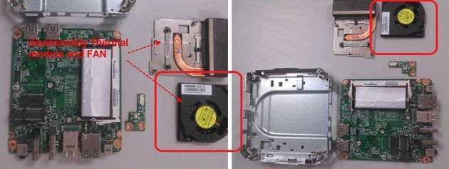 HP Chromebox komputer wnętrze - wentylator