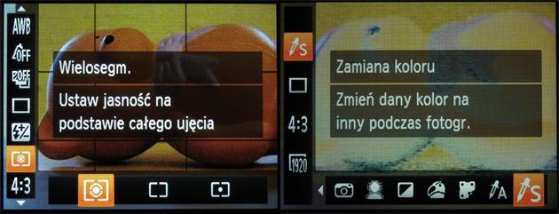 Canon Powershot SX50 HS menu szybkie