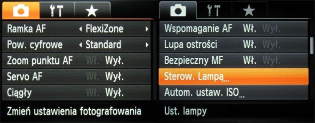 Canon Powershot SX50 HS menu główne