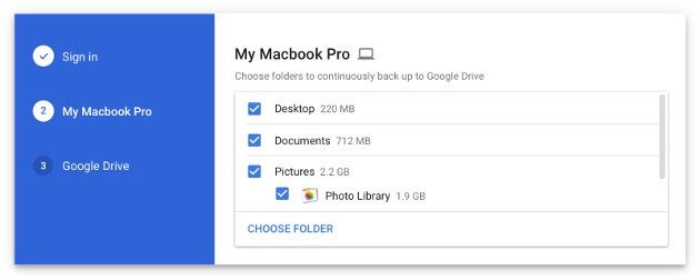 Google Backup and Sync aplikacja chmura screen