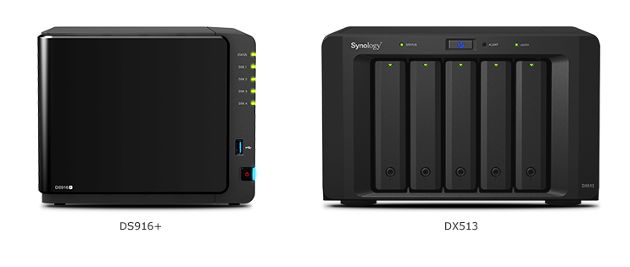 Synology DS916+ z jednostką rozszerzającą DX513