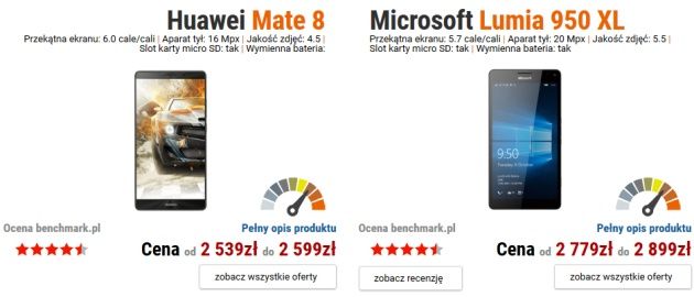 Huawei Mate 8 vs Microsoft Lumia 950 XL