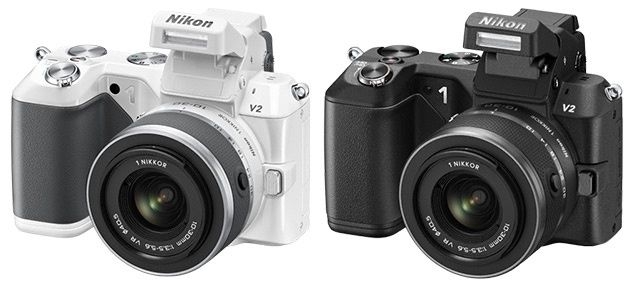 Nikon 1 V2 widok lampa błyskowa kolory obudowy