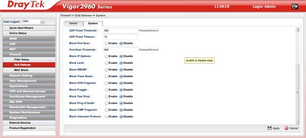DrayTek Vigor2960 admin