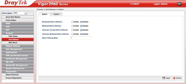 DrayTek Vigor2960 admin