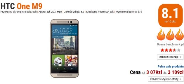 HTC One M9 smartfon
