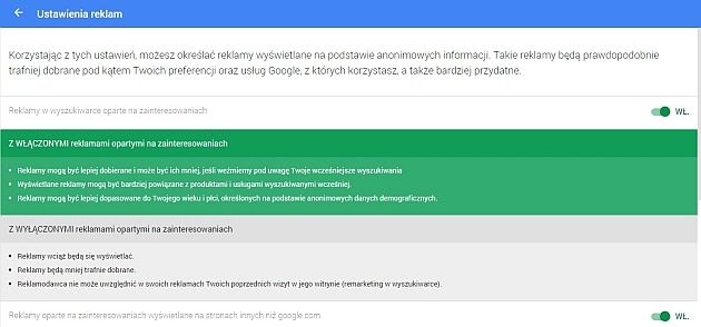 Google i ustawienia reklam