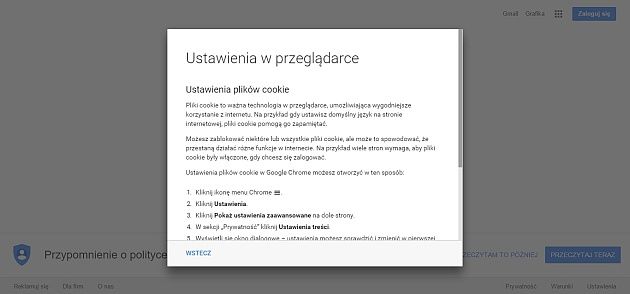 Google - ustawienia przeglądarki