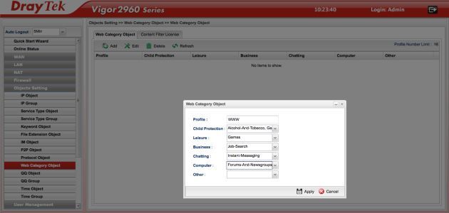 DrayTek Vigor2960 admin