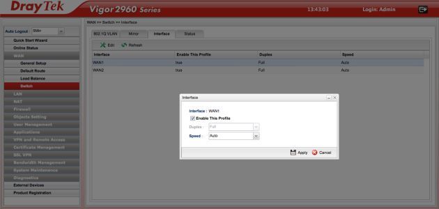 DrayTek Vigor2960 admin