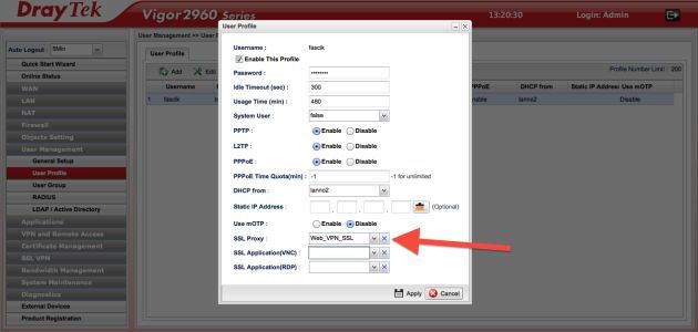 DrayTek Vigor2960 admin