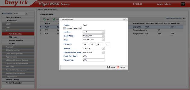 DrayTek Vigor2960 admin