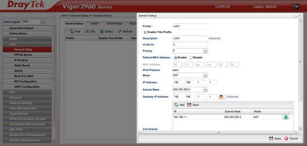 DrayTek Vigor2960 admin