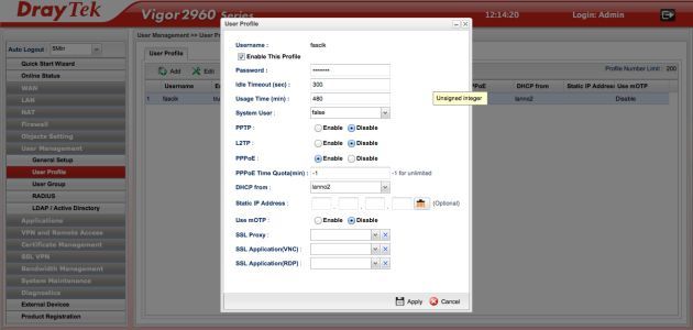 DrayTek Vigor2960 admin