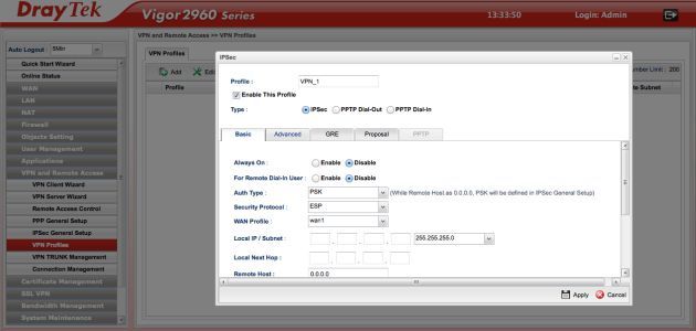 DrayTek Vigor2960 admin