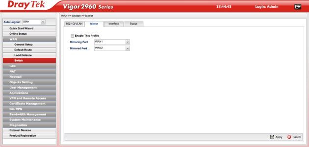 DrayTek Vigor2960 admin