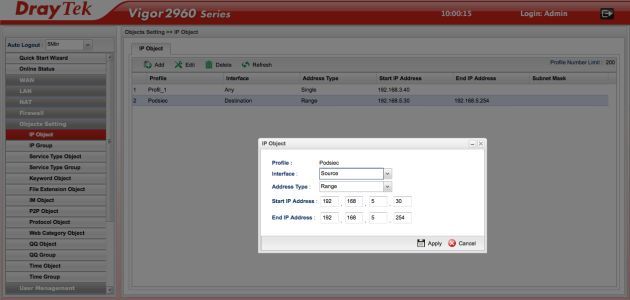 DrayTek Vigor2960 admin