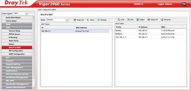DrayTek Vigor2960 admin