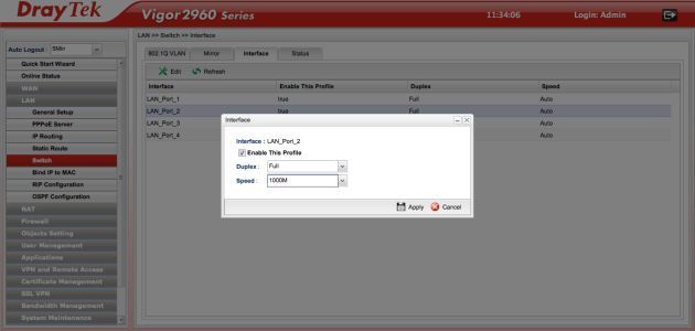 DrayTek Vigor2960 admin