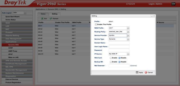 DrayTek Vigor2960 admin