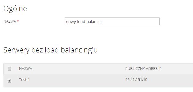 konfiguracja load balancera pro cloud