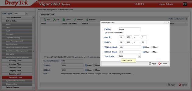 DrayTek Vigor2960 admin