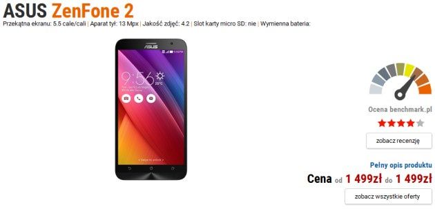 ZenFone 2 ranking smartfonów