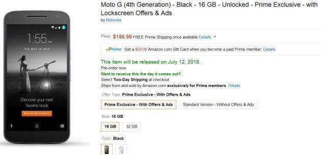 Amazon smartfon z reklamami
