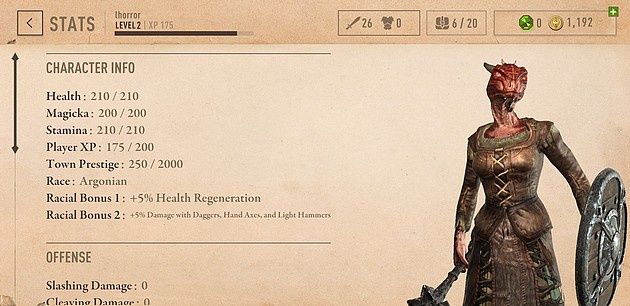 The Elder Scrolls Blades - statystyki postaci