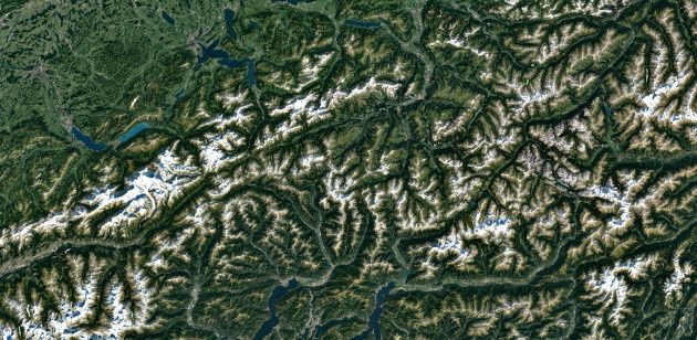 Google Mapy Landsat 8 Alpy, Szwajcaria