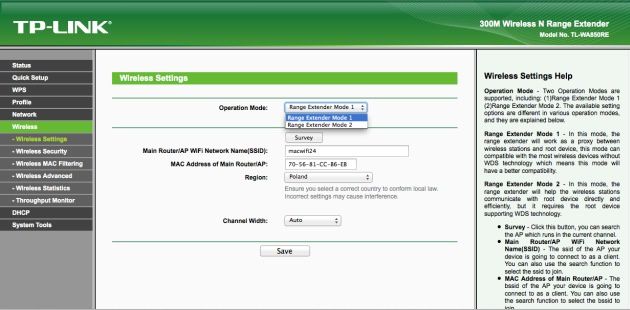zakładka Wireless