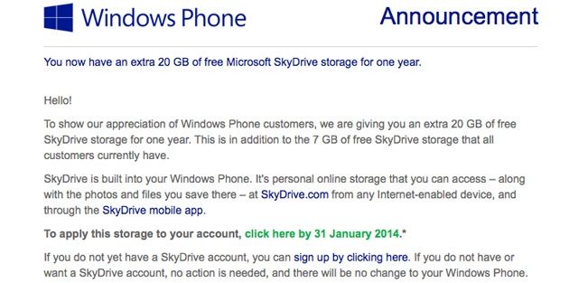 SkyDrive 20 GB miejsca