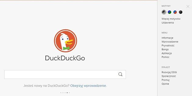 DuckDuckGo interfejs
