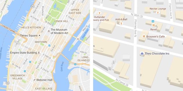 Google Maps lipiec 2016 zoom