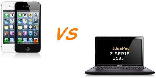 AMD smartfon Apple iPhone 5 vs laptop Lenovo IdeaPad Z585 grafika