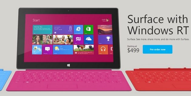 Microsoft Surface tablet cena