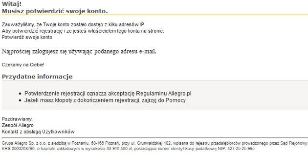 avg fałszywa wiadomość allegro