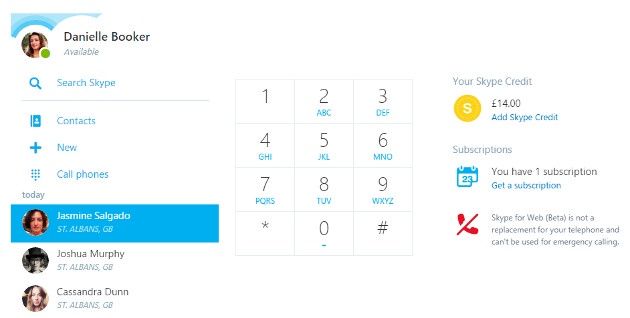 Skype web telefon