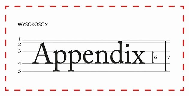 wysokość czcionki appendix