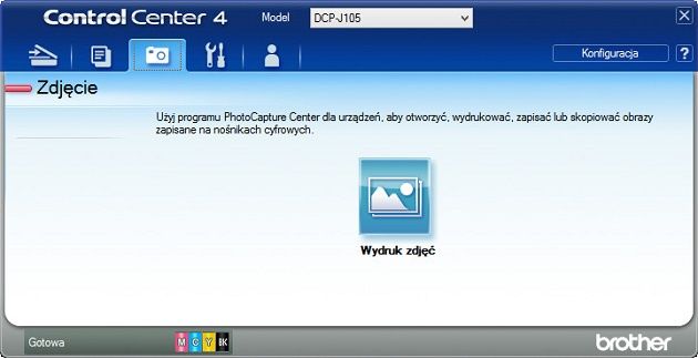 Brother DPC-J105 aplikacja Control Center menu zdjęcia