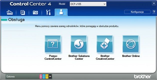 Brother DPC-J105 aplikacja Control Center menu obsługa