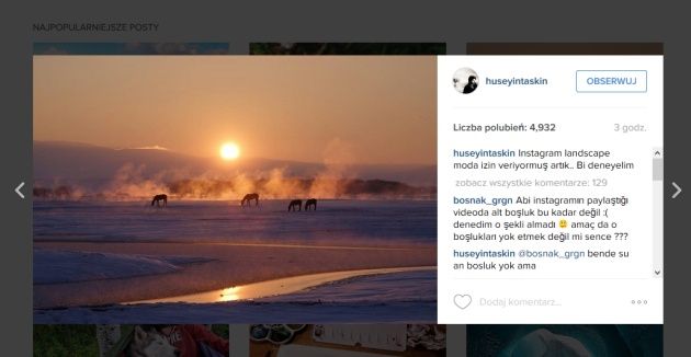 Instagram zdjęcie panoramiczne w poziomie